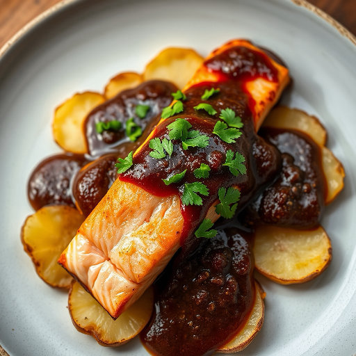 Somon Pastırma ve Mole Poblano Soslu Pataşka